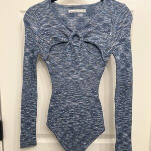 Abercrombie & Fitch Textured Cutout Sweater Bodysuit - XS - Blue NWOT